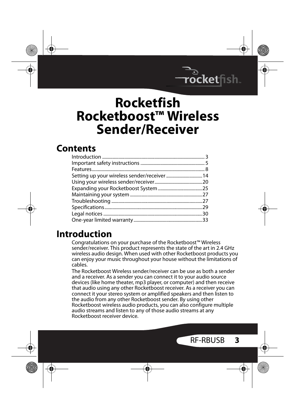 RocketFish RF-RBUSB User Manual | Page 3 / 35