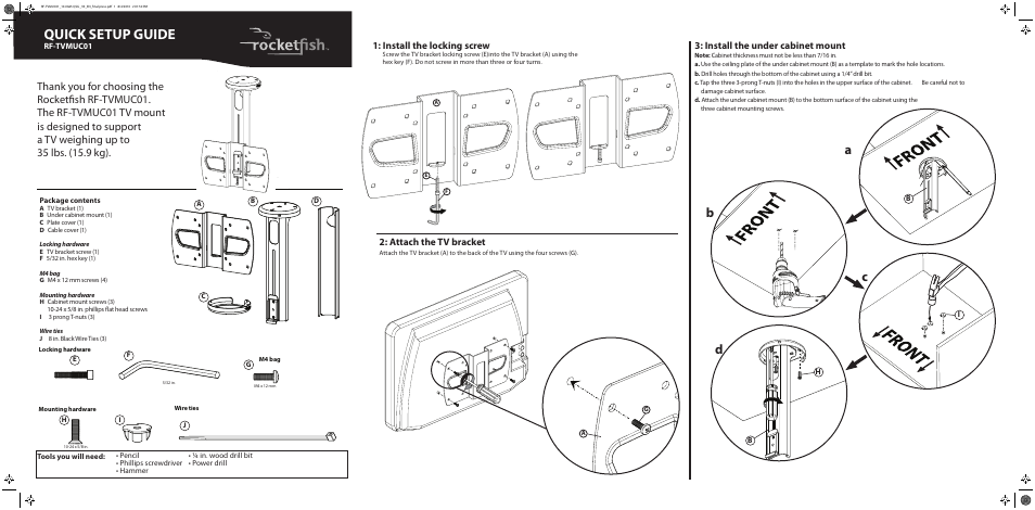 RocketFish RF-TVMUC01 User Manual | 2 pages