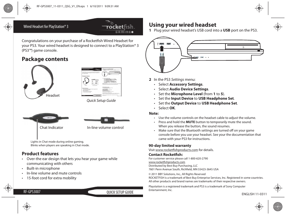 RocketFish RF-GPS3007 User Manual | 1 page