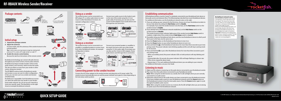 RocketFish RF-RBAUX User Manual | 1 page