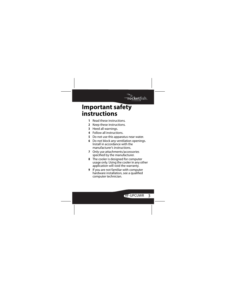 Important safety instructions | RocketFish RF-UPCUWR User Manual | Page 3 / 24