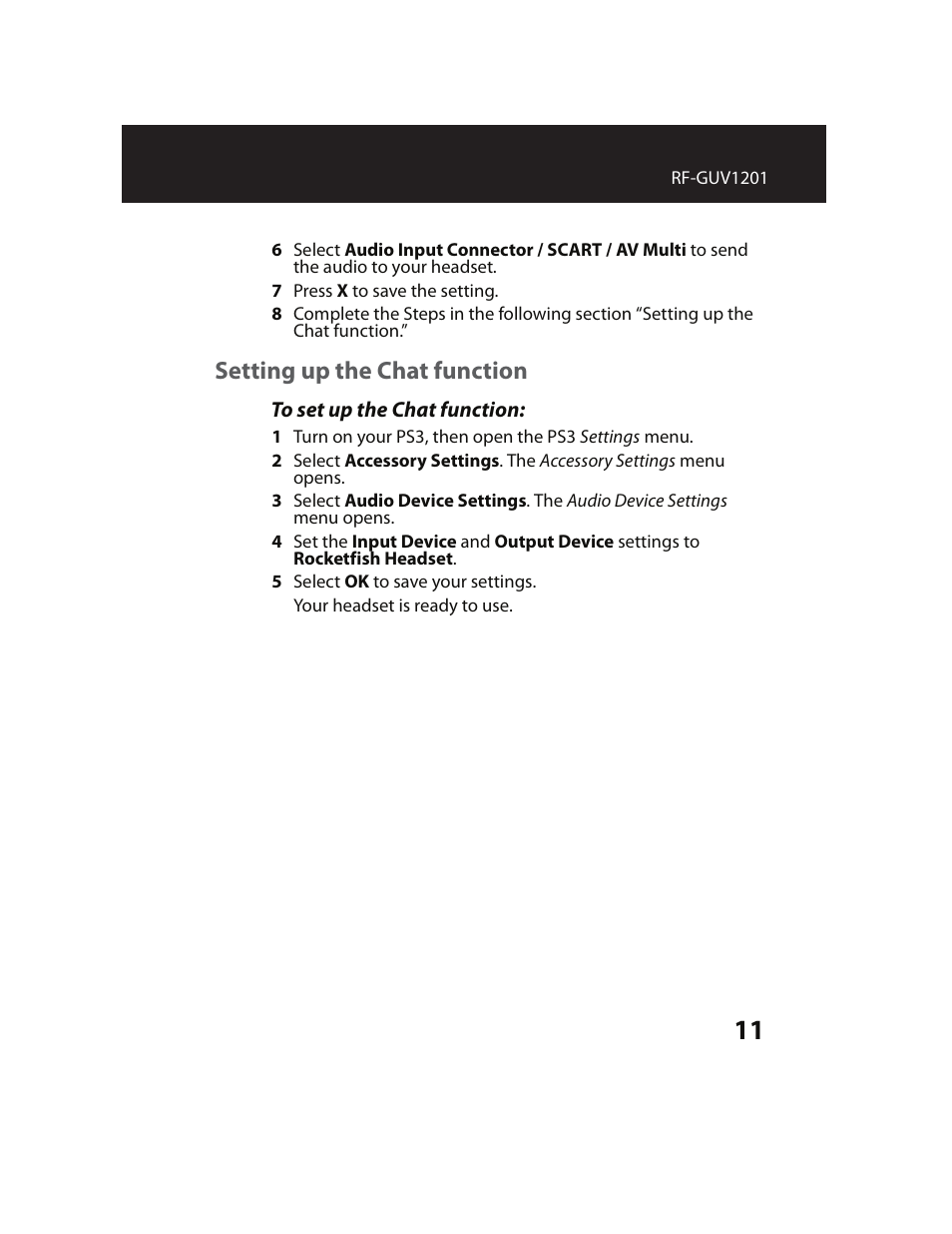 Setting up the chat function | RocketFish RF-GUV1201 User Manual | Page 11 / 32