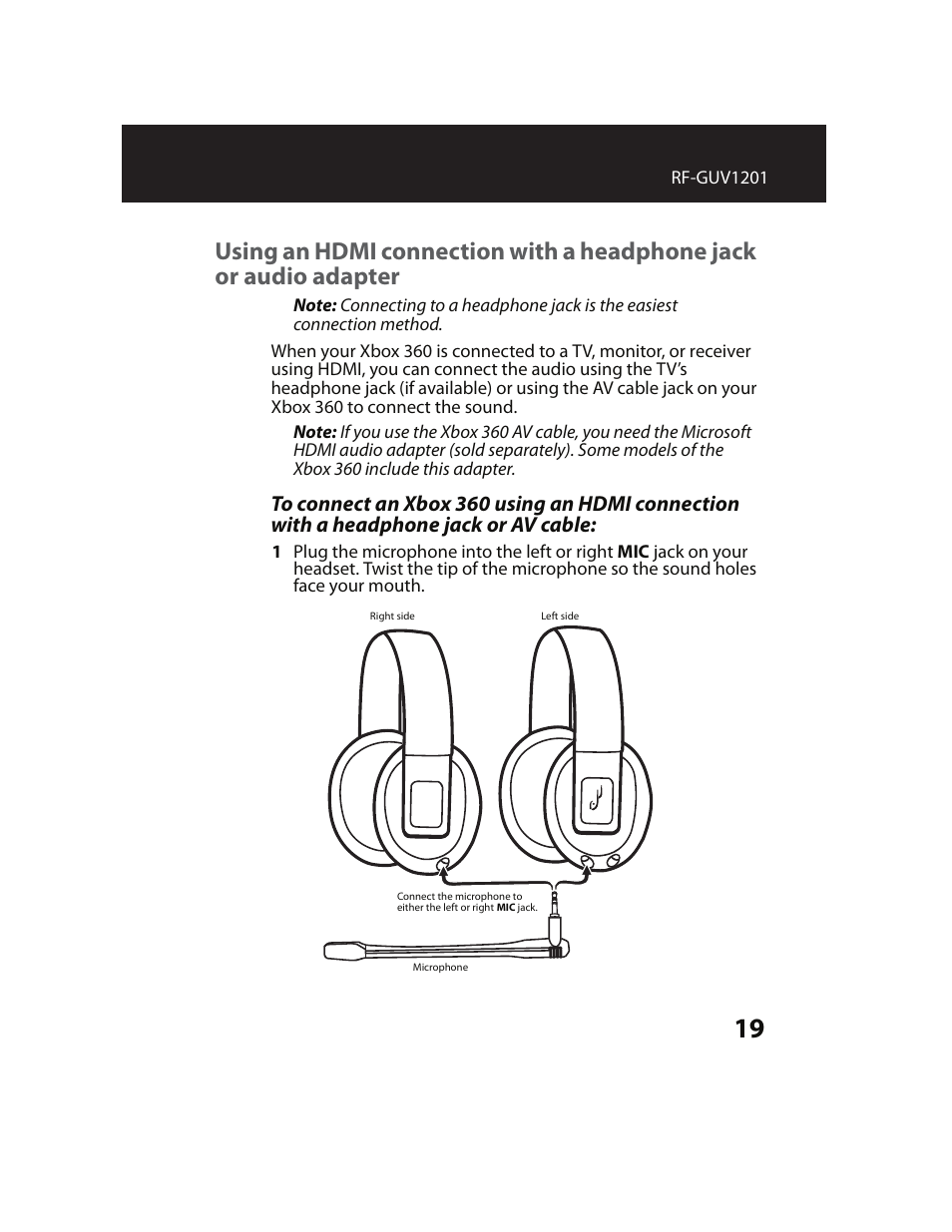 Tion (see “using an hdmi connection with a | RocketFish RF-GUV1201 User Manual | Page 19 / 32