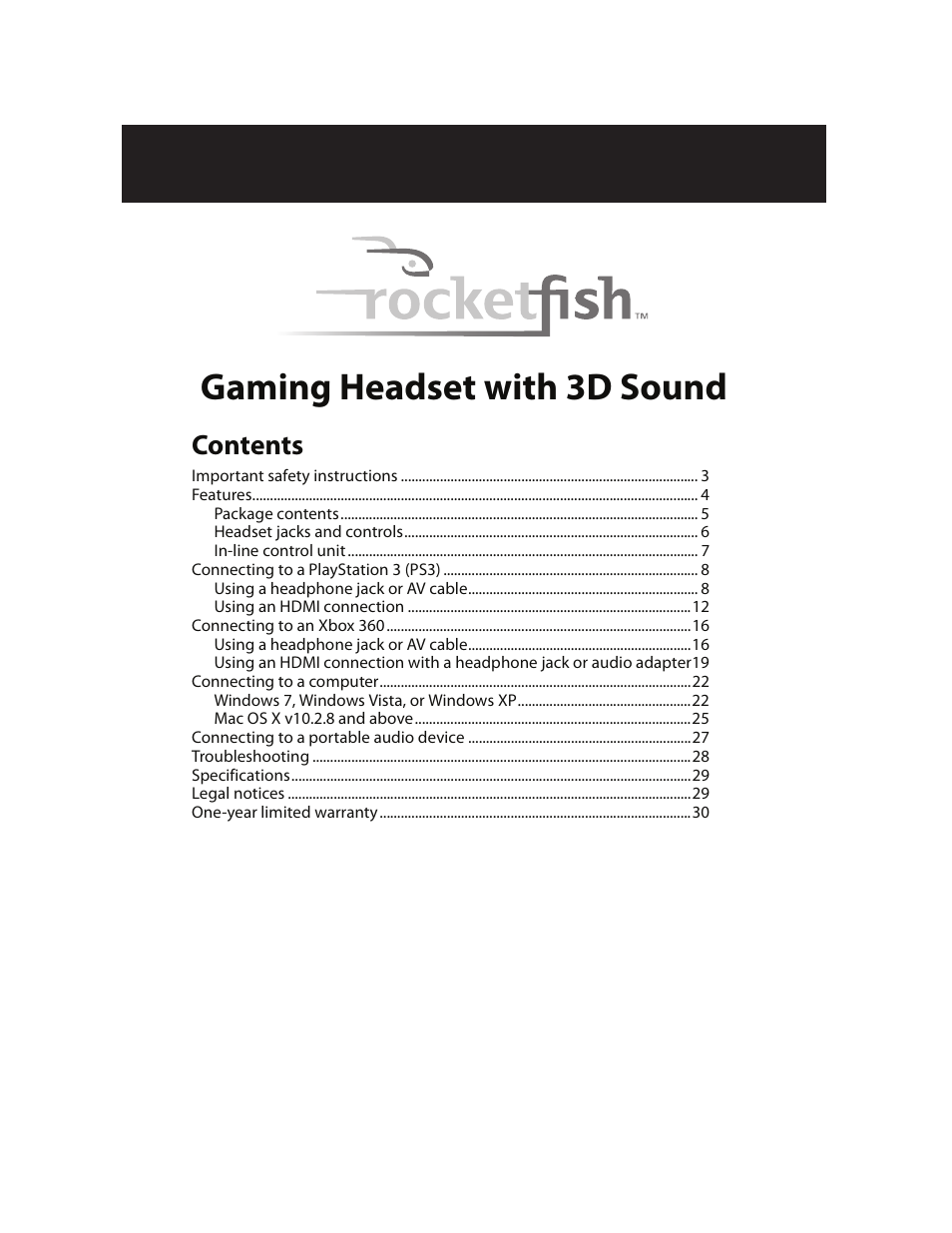 RocketFish RF-GUV1201 User Manual | Page 2 / 32