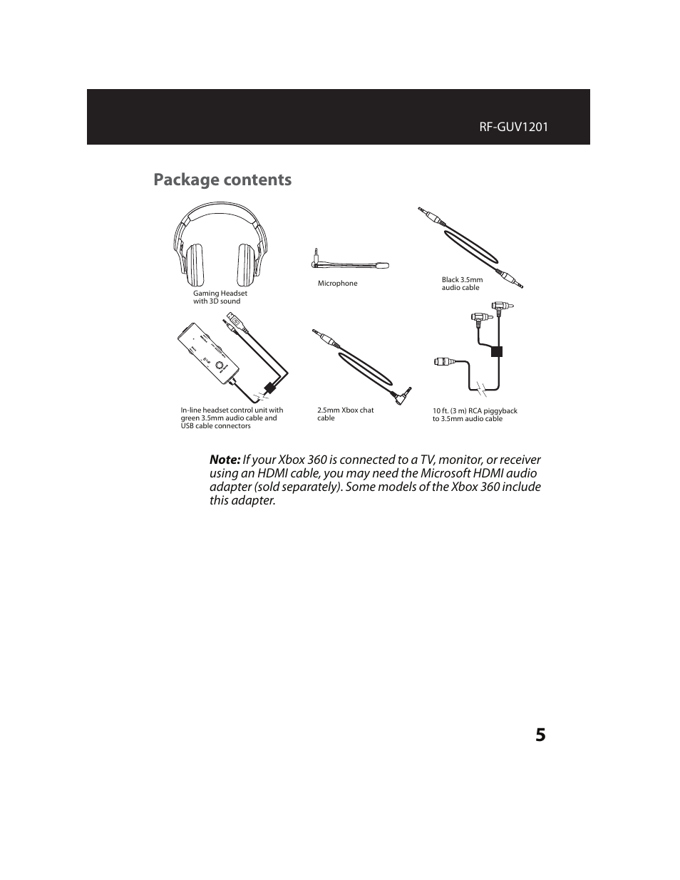 Package contents | RocketFish RF-GUV1201 User Manual | Page 5 / 32