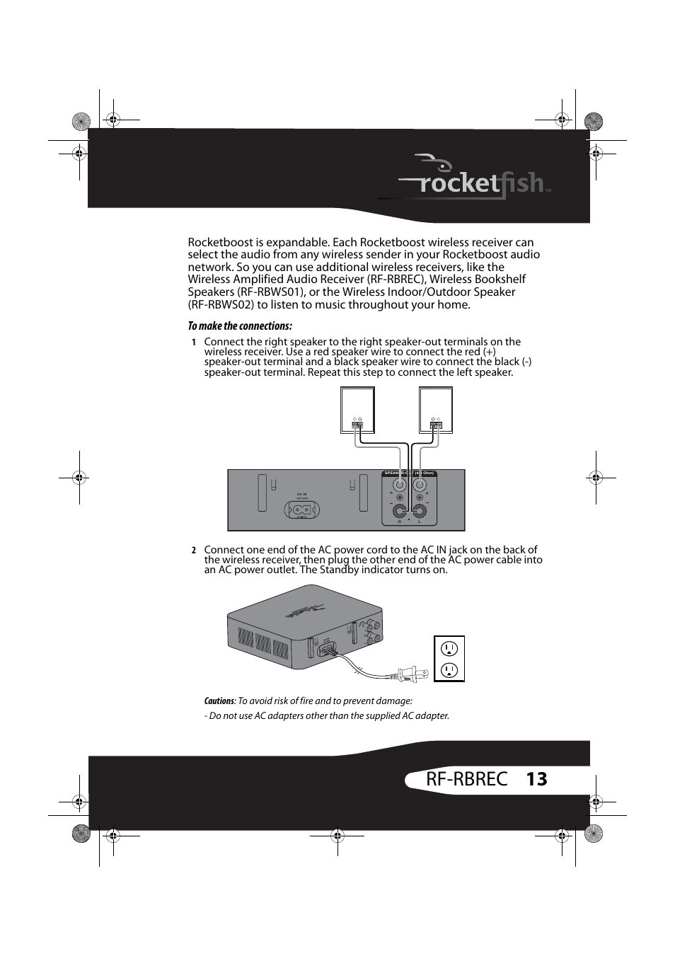 To make the connections, 13 rf-rbrec | RocketFish ROCKETBOOST RF-RBREC User Manual | Page 13 / 29