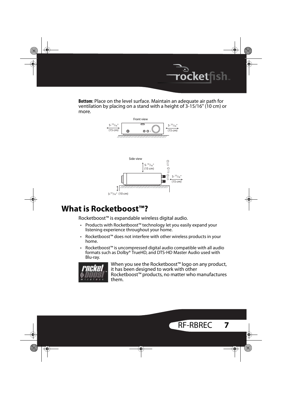 What is rocketboost, 7rf-rbrec, Rocketboost™ is expandable wireless digital audio | RocketFish ROCKETBOOST RF-RBREC User Manual | Page 7 / 29