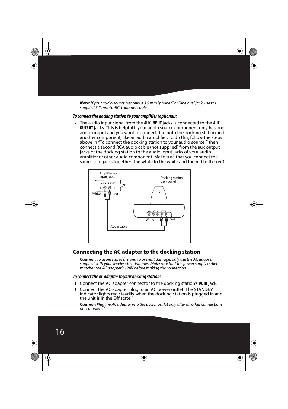 Connecting the ac adapter to the docking station | RocketFish ROCKETBOOST RF-RBWHP01 User Manual | Page 16 / 31