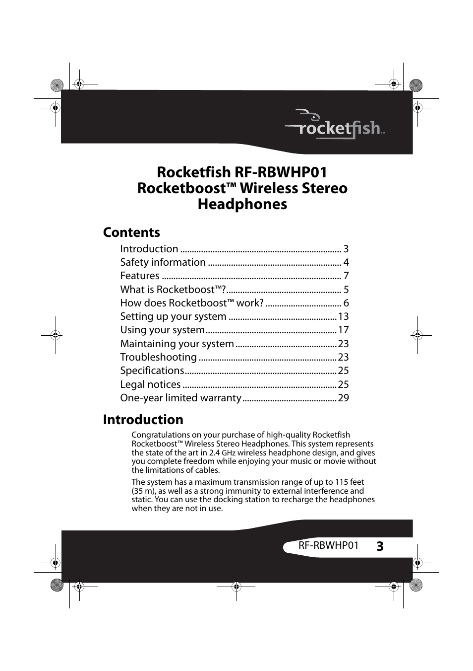 RocketFish ROCKETBOOST RF-RBWHP01 User Manual | Page 3 / 31