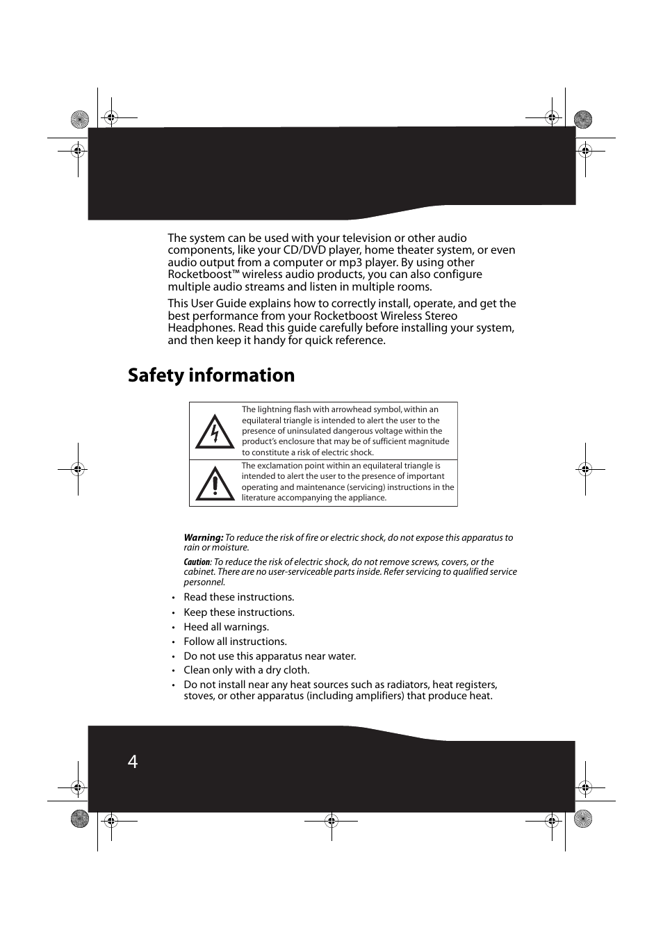 Safety information | RocketFish ROCKETBOOST RF-RBWHP01 User Manual | Page 4 / 31