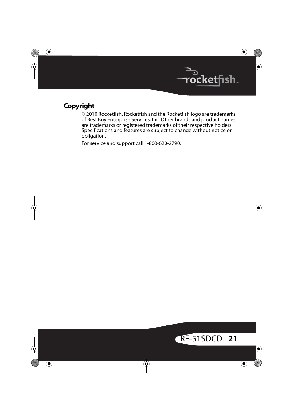 Copyright, 21 rf-51sdcd | RocketFish RF-51SDCD User Manual | Page 21 / 25