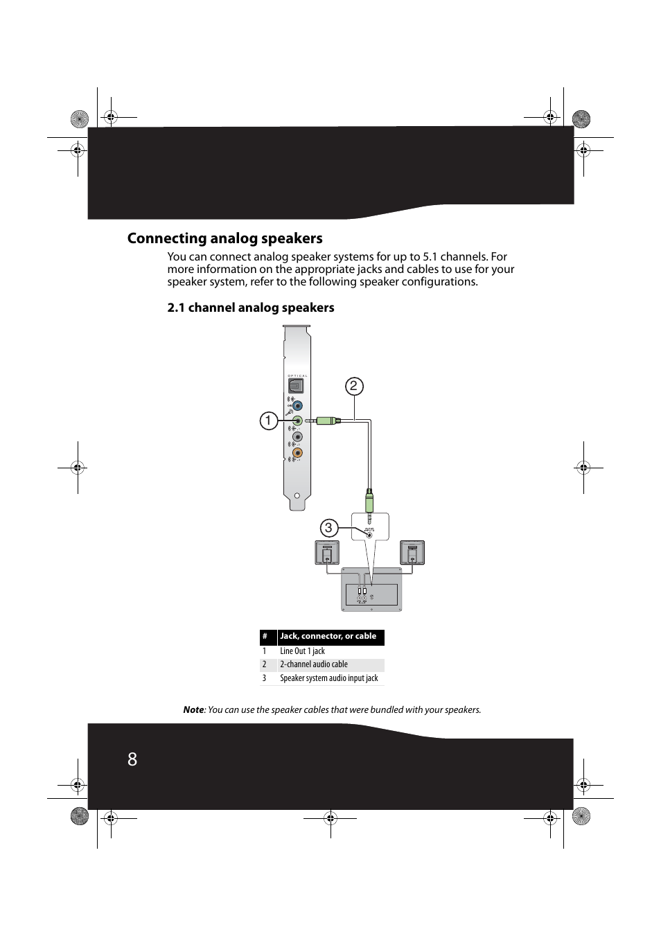 Connecting analog speakers, 1 channel analog speakers | RocketFish RF-51SDCD User Manual | Page 8 / 25