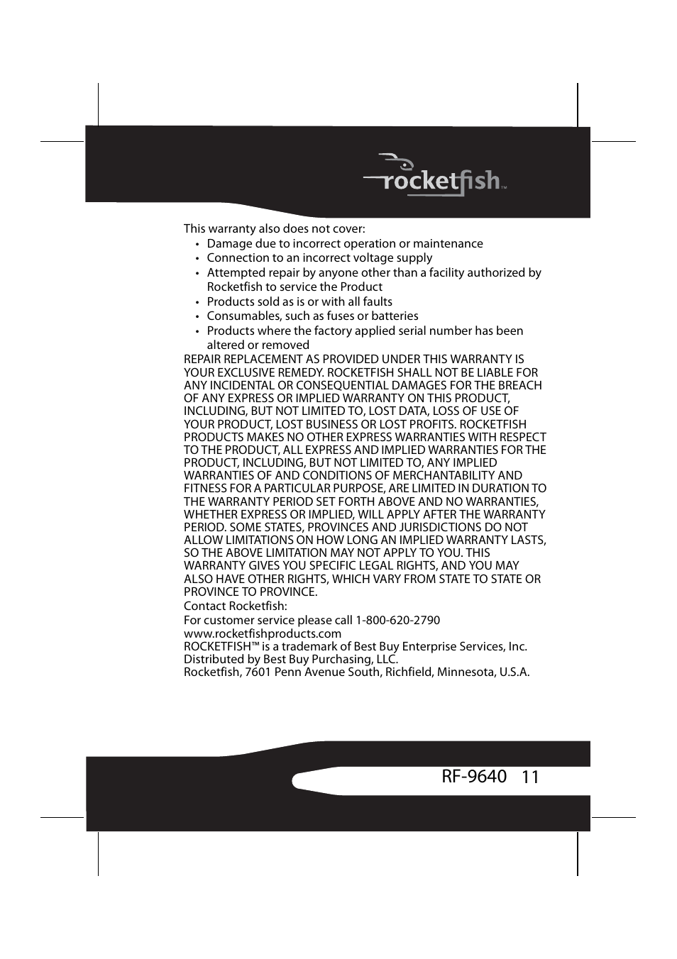 RocketFish RF-9640 User Manual | Page 11 / 36