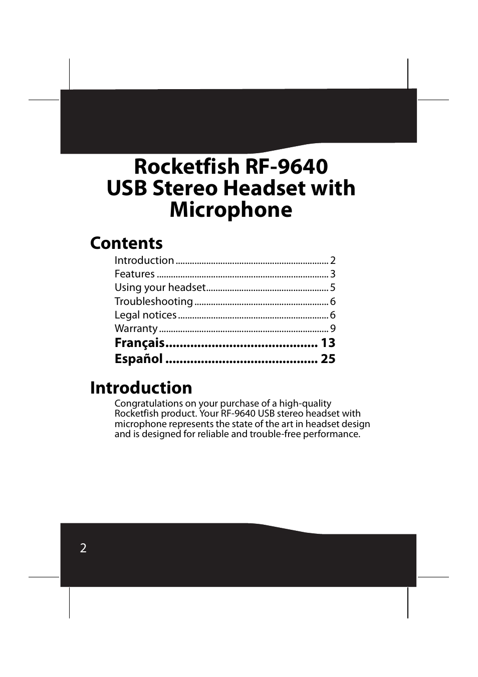 RocketFish RF-9640 User Manual | Page 2 / 36