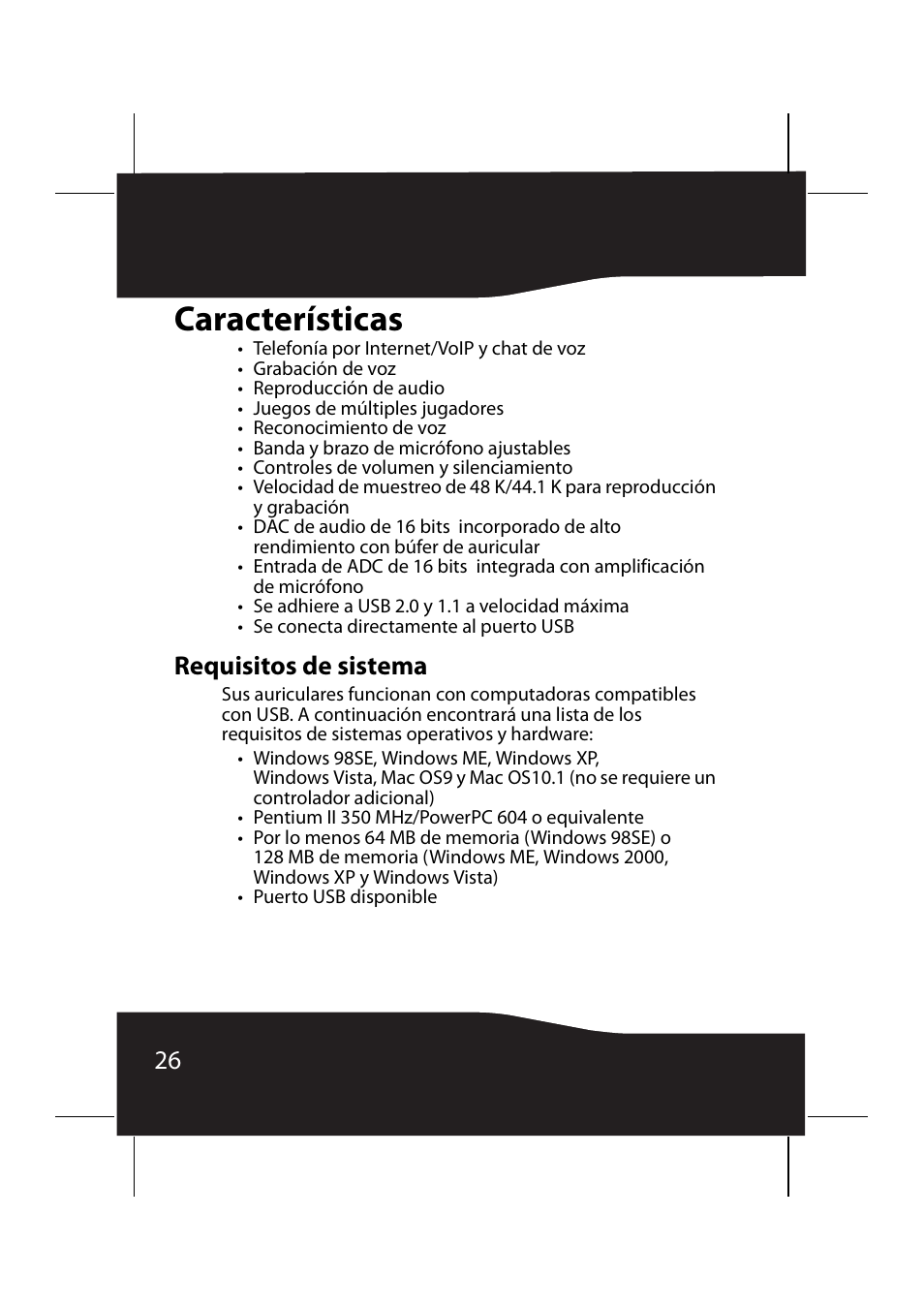 Características, Requisitos de sistema | RocketFish RF-9640 User Manual | Page 26 / 36