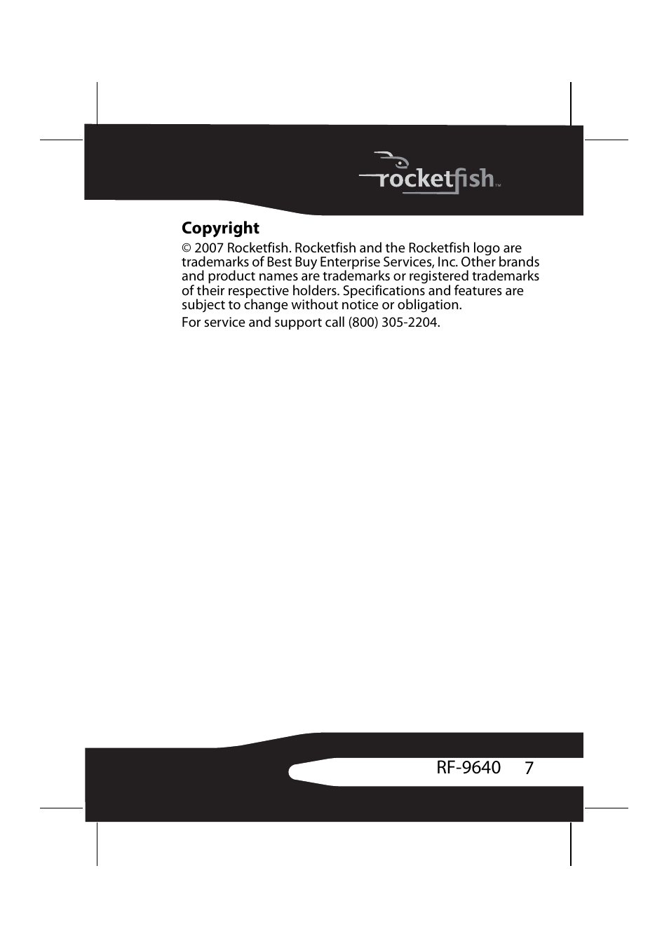 Copyright | RocketFish RF-9640 User Manual | Page 7 / 36