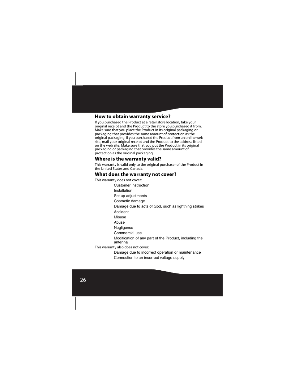 How to obtain warranty service, Where is the warranty valid, What does the warranty not cover | RocketFish RF-SH430 User Manual | Page 26 / 88