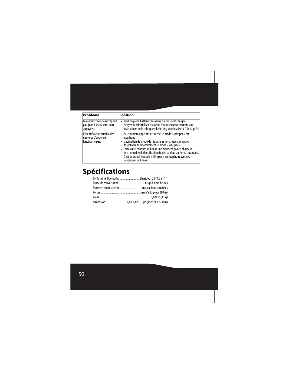 Spécifications | RocketFish RF-SH430 User Manual | Page 50 / 88