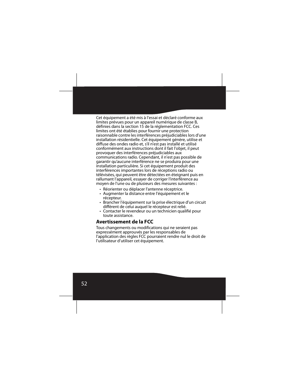 Avertissement de la fcc | RocketFish RF-SH430 User Manual | Page 52 / 88