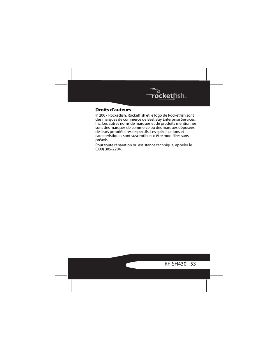 Droits d’auteurs | RocketFish RF-SH430 User Manual | Page 53 / 88