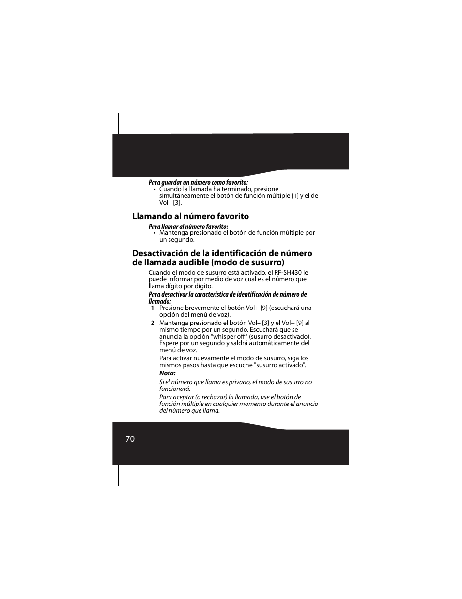 Llamando al número favorito | RocketFish RF-SH430 User Manual | Page 70 / 88