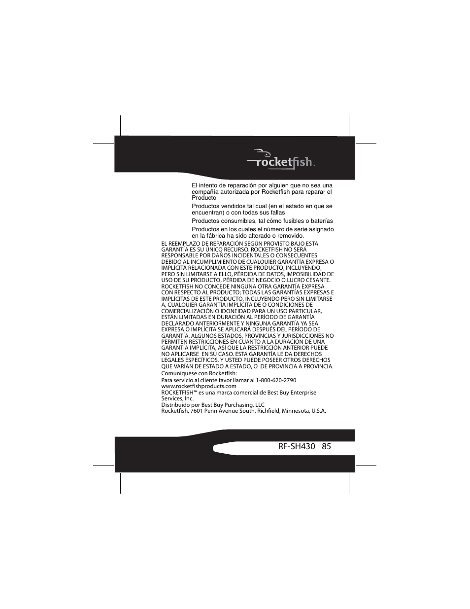 RocketFish RF-SH430 User Manual | Page 85 / 88