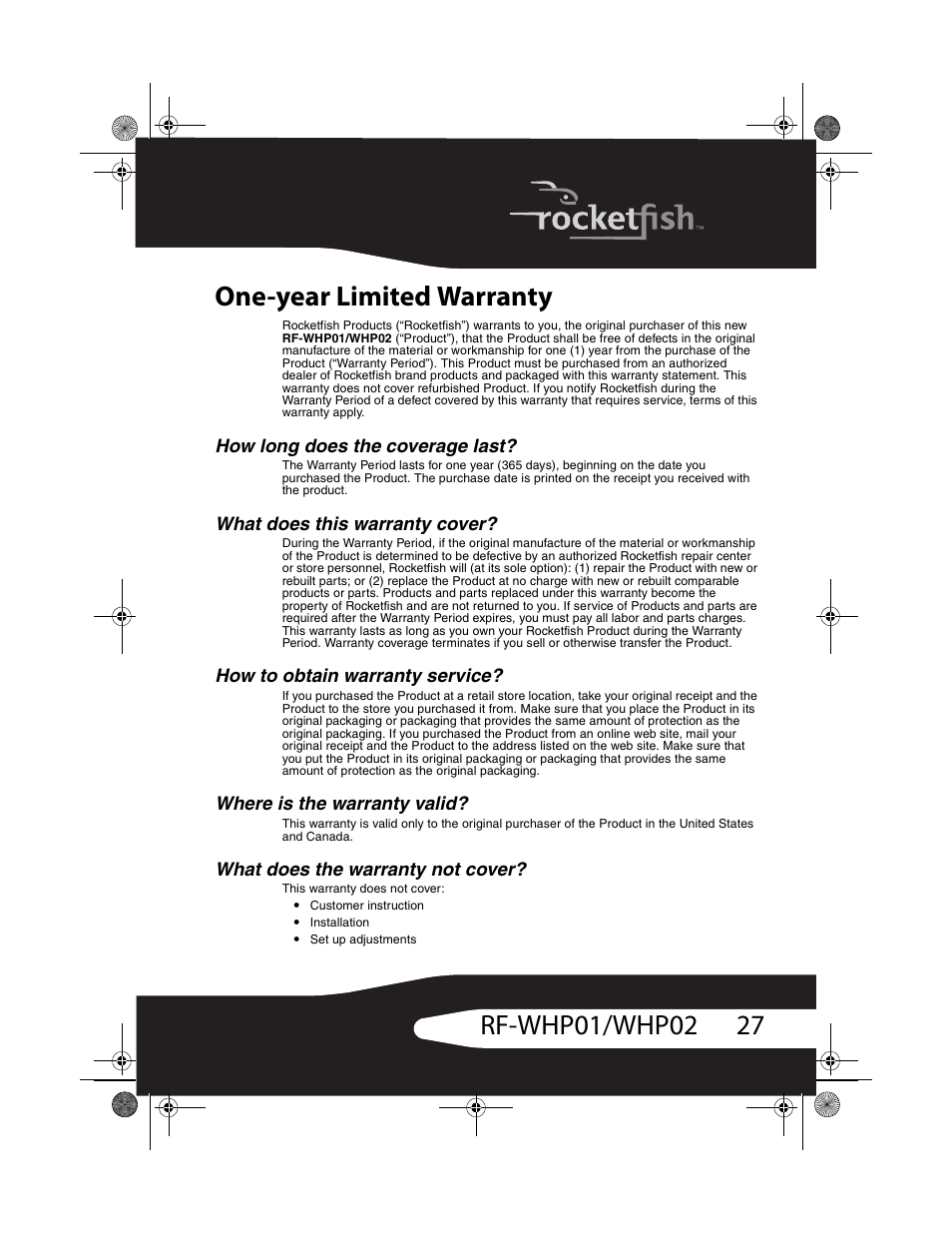 RocketFish RF-WHP01 User Manual | Page 27 / 92