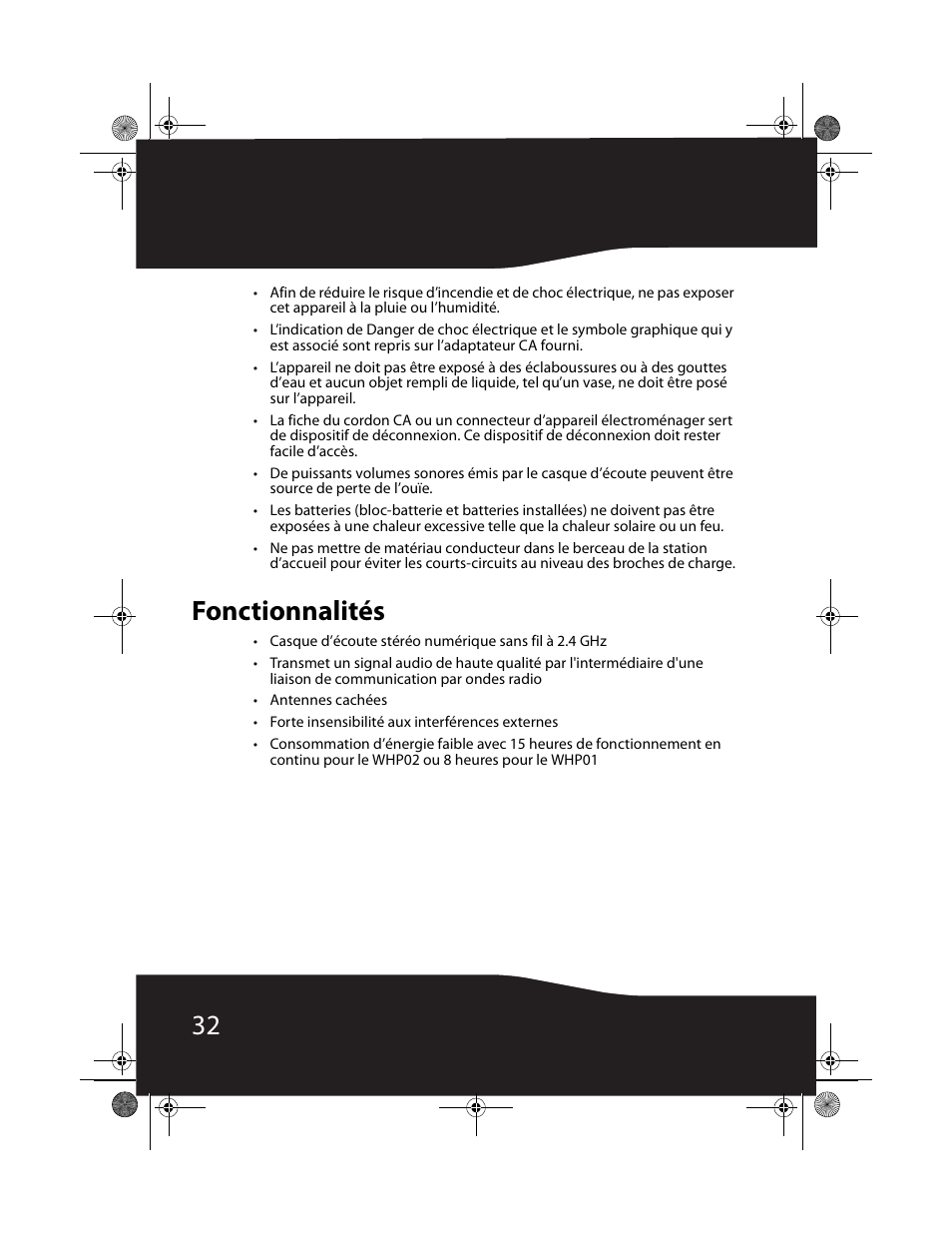 Fonctionnalités | RocketFish RF-WHP01 User Manual | Page 32 / 92
