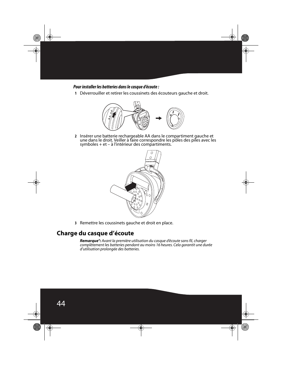 Charge du casque d’écoute | RocketFish RF-WHP01 User Manual | Page 44 / 92