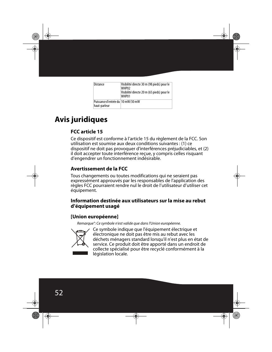 52 avis juridiques | RocketFish RF-WHP01 User Manual | Page 52 / 92