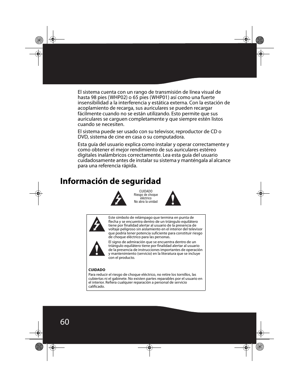 Información de seguridad | RocketFish RF-WHP01 User Manual | Page 60 / 92