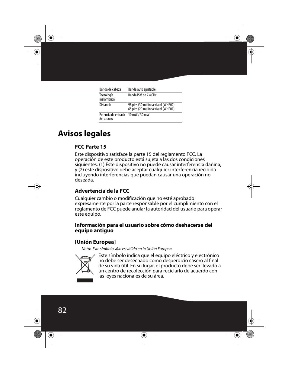 82 avisos legales | RocketFish RF-WHP01 User Manual | Page 82 / 92
