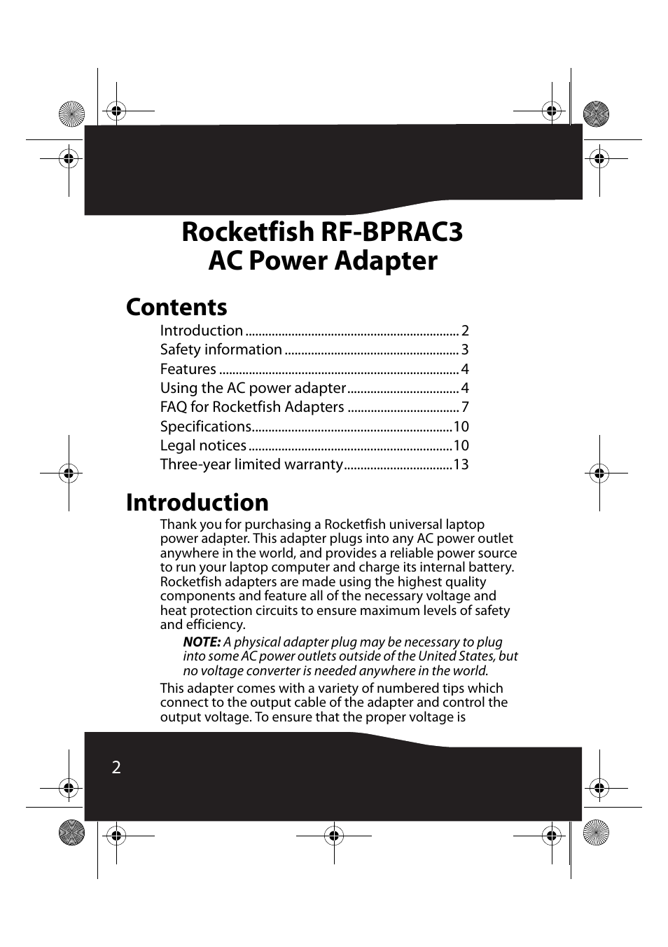 RocketFish RF-BPRAC3 User Manual | Page 2 / 16