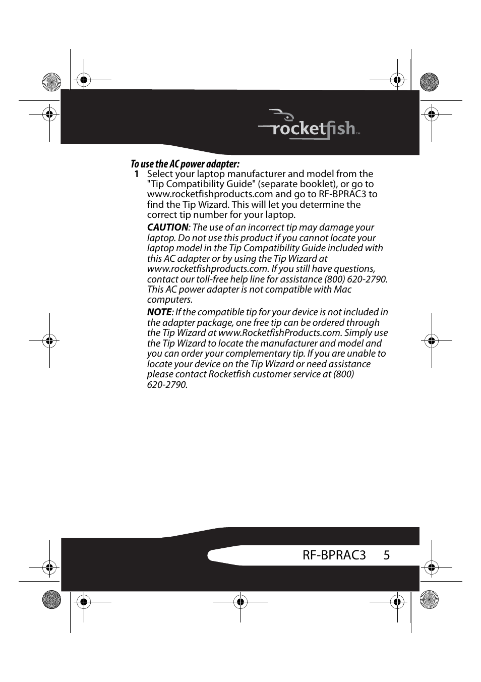 5rf-bprac3 | RocketFish RF-BPRAC3 User Manual | Page 5 / 16