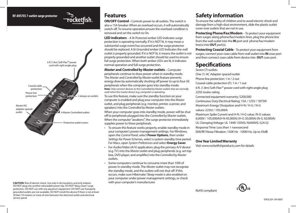 RocketFish RF-AVS7ES User Manual | 4 pages