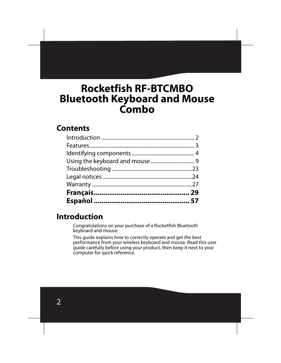 RocketFish RF-BTCMBO User Manual | Page 2 / 86