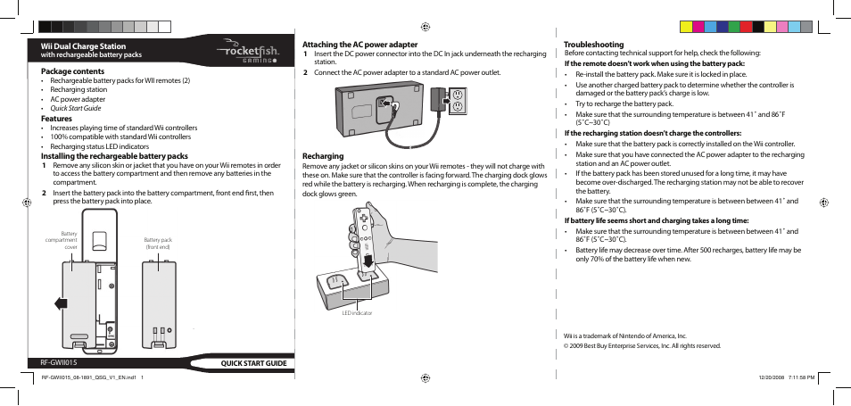 RocketFish RF-GWII015 User Manual | 2 pages