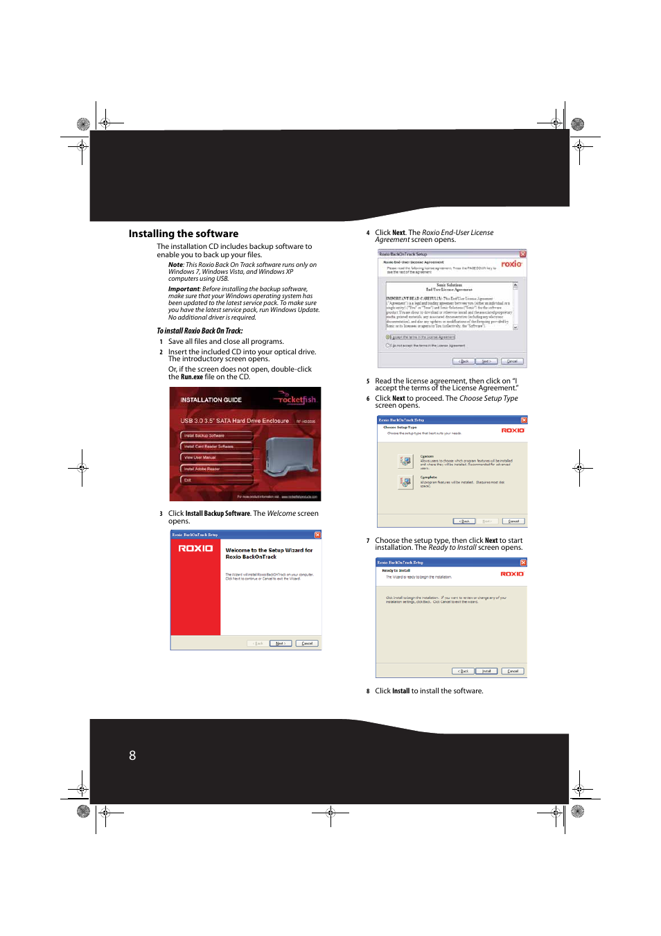 Installing the software | RocketFish RF-HD3035 User Manual | Page 8 / 18