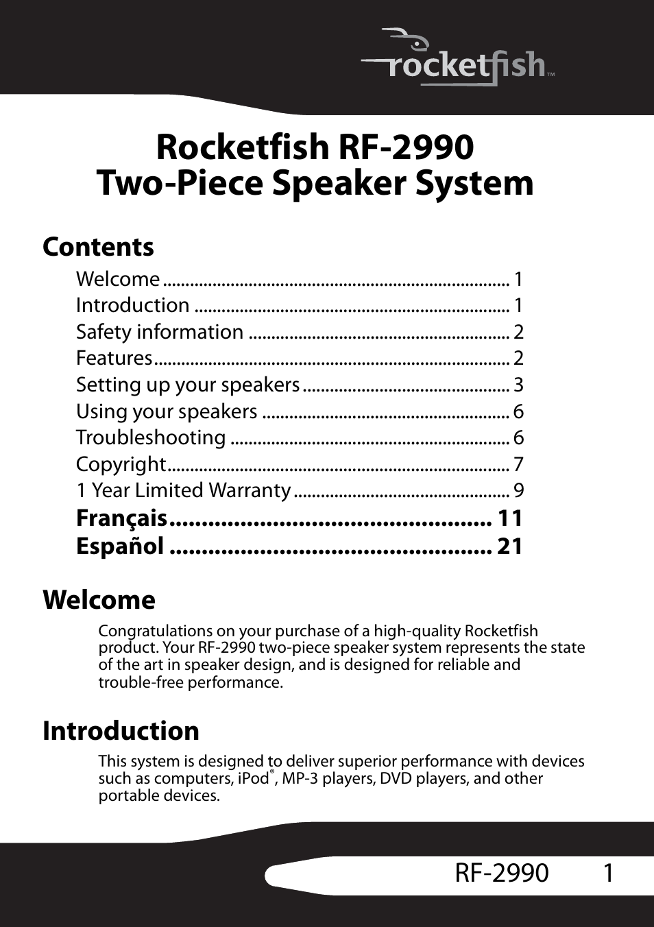 RocketFish RF-2990 User Manual | Page 3 / 34