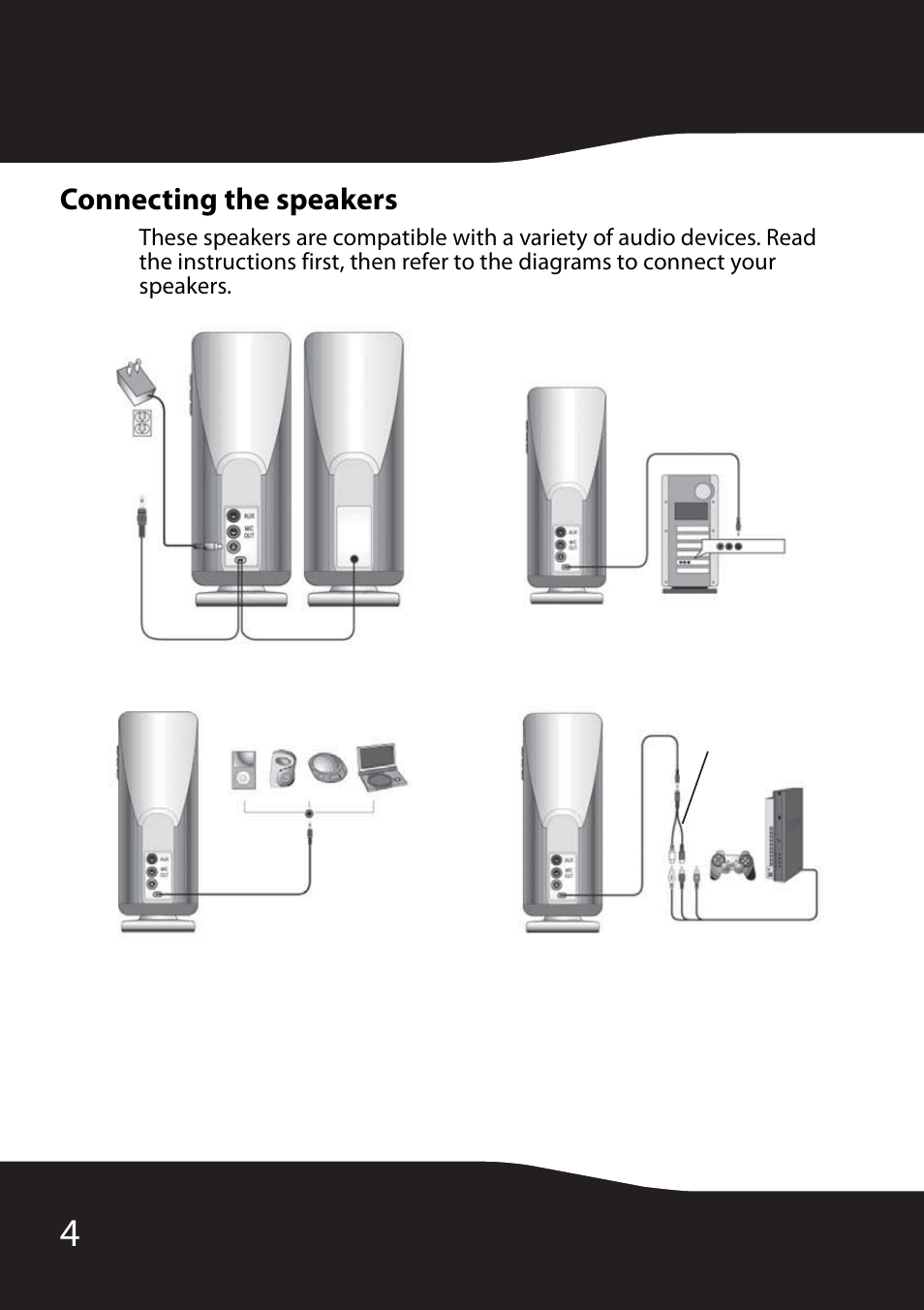 Connecting the speakers | RocketFish RF-2990 User Manual | Page 6 / 34