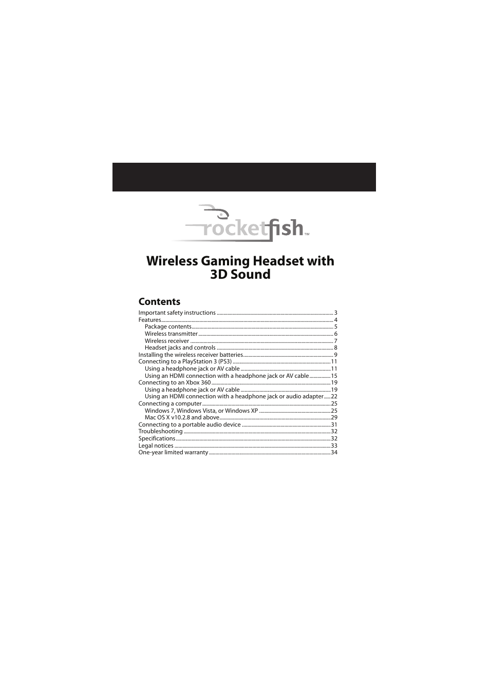 RocketFish RF-GUV1202 User Manual | Page 2 / 36