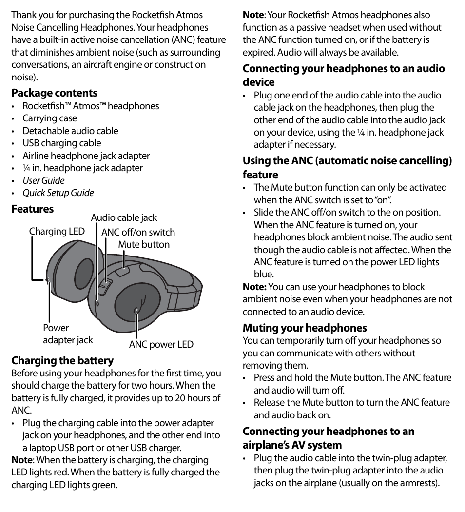 RocketFish ATMOS RF-NCHP01 User Manual | Page 2 / 2