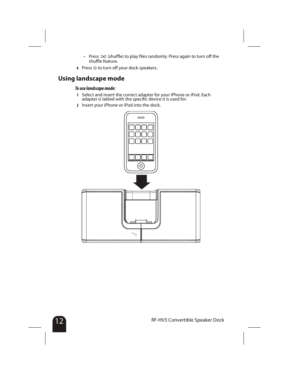 Using landscape mode | RocketFish RF-HV3 User Manual | Page 12 / 18