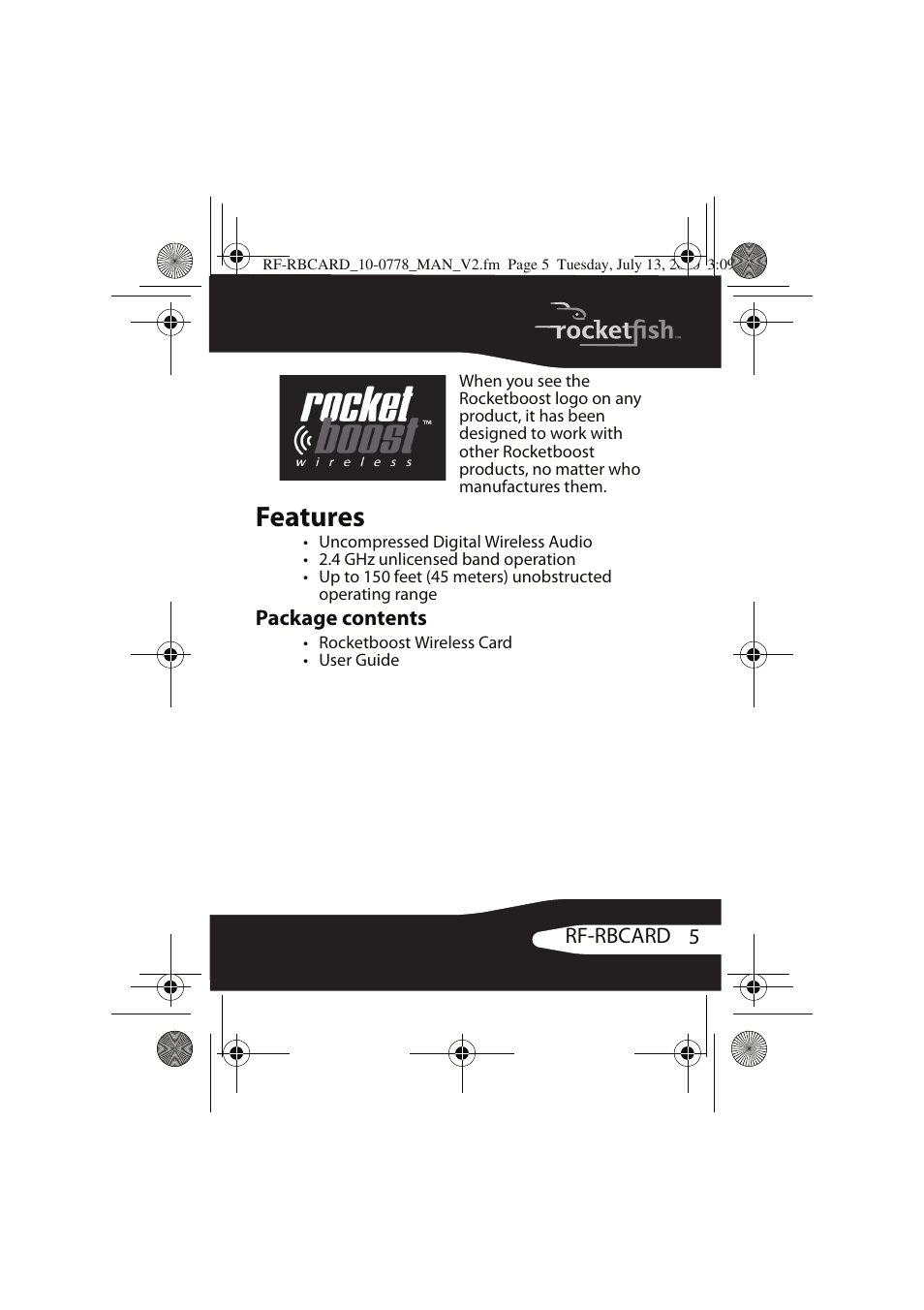 Features | RocketFish RF-RBCARD User Manual | Page 5 / 20