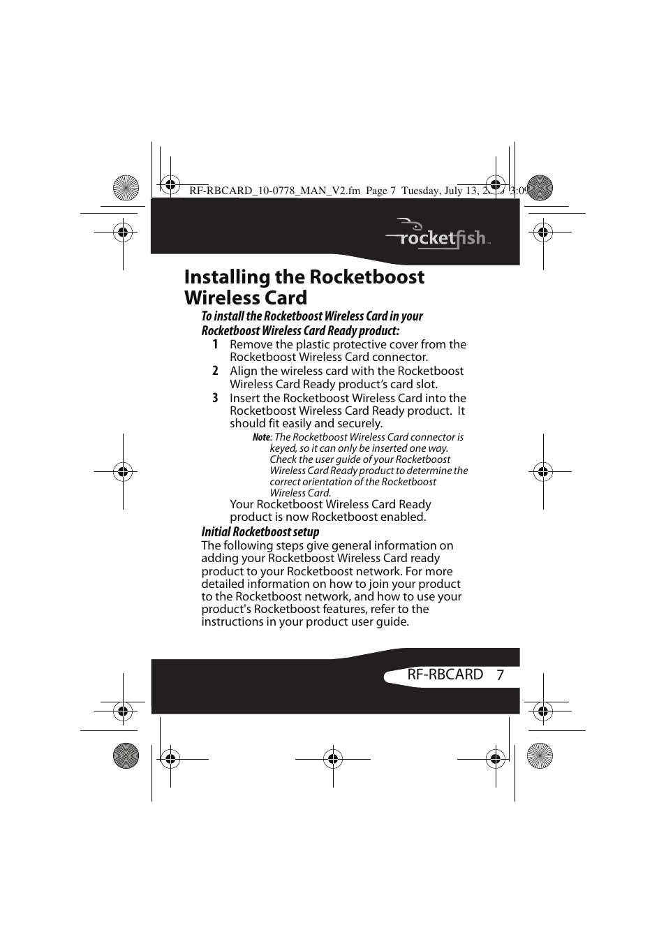 Installing the rocketboost wireless card | RocketFish RF-RBCARD User Manual | Page 7 / 20