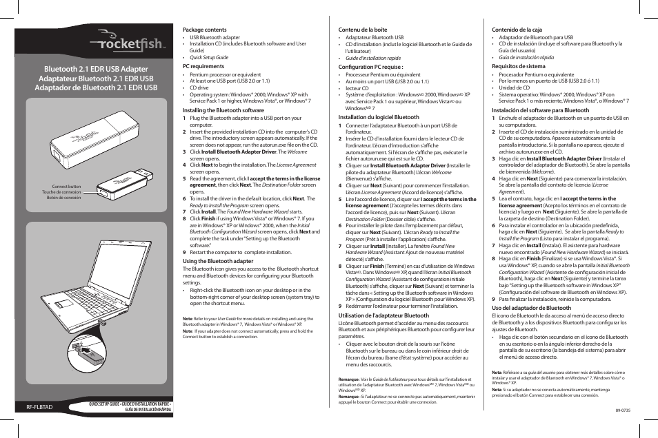 RocketFish RF-FLBTAD User Manual | 1 page
