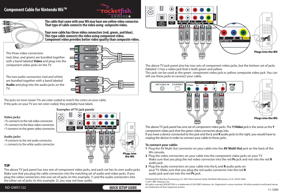 RocketFish NINTENDOWII ND-GWII1122 User Manual | 1 page