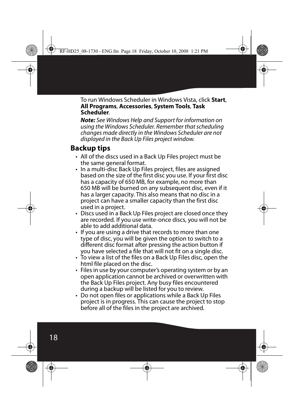 Backup tips | RocketFish RF-HD25 User Manual | Page 20 / 36