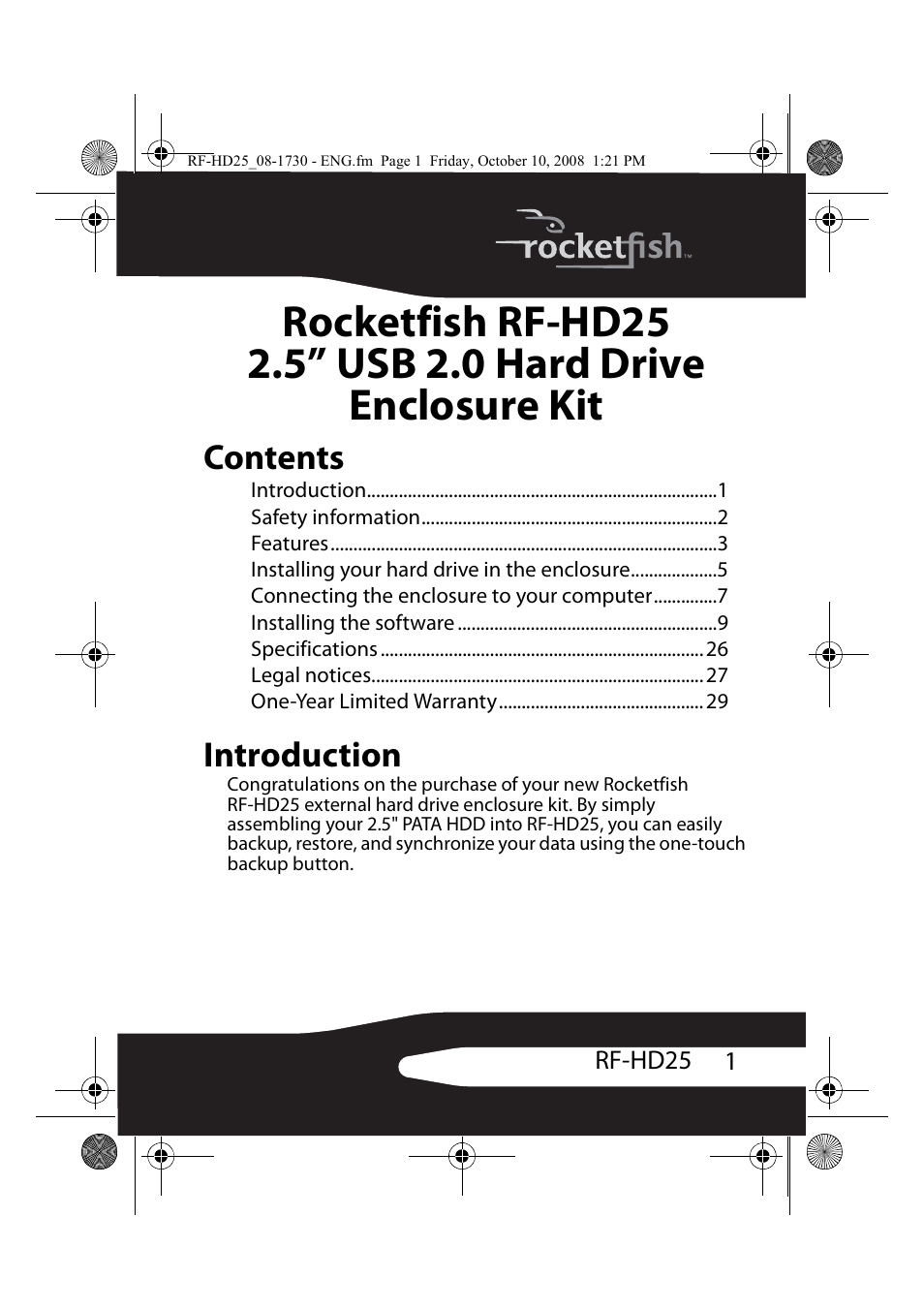 RocketFish RF-HD25 User Manual | Page 3 / 36