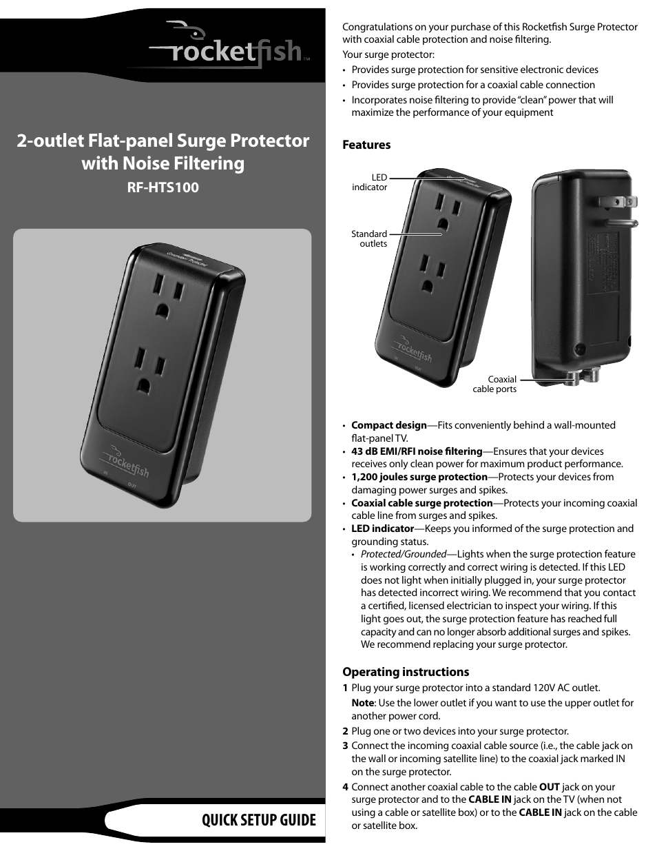 RocketFish RF-HTS100 User Manual | 2 pages